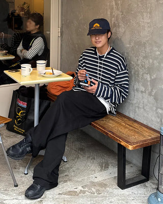 Multi-stripe long-sleeved T-shirt