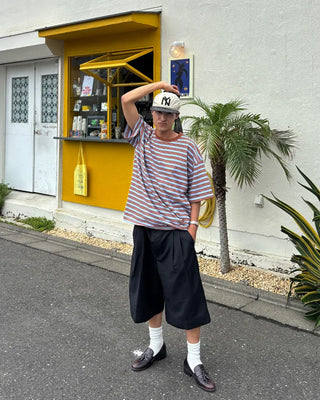Two-tone border half-sleeve T-shirt