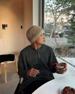 Henley neck stitch knit