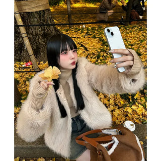 Fur cropped jacket