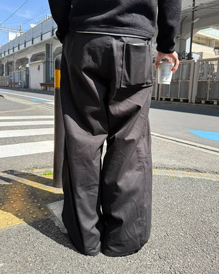 Two-pleat cotton wide-leg pants