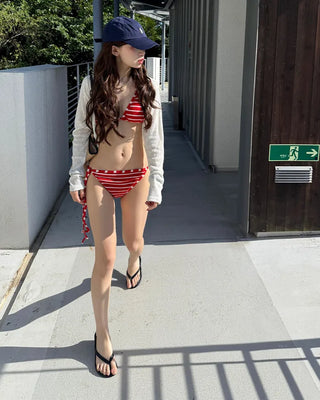 Wedge heel thong sandals