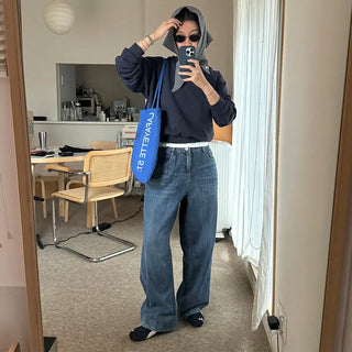 Wide denim pants