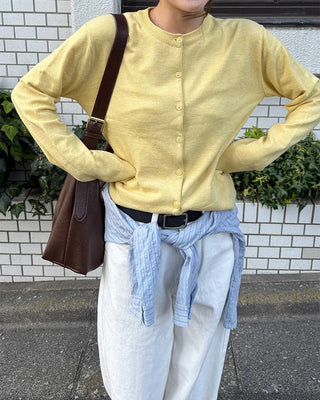 Short crew neck cardigan