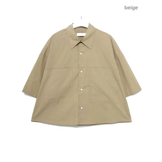 Basic cropped short-sleeved cotton shirt