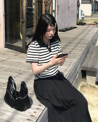 Striped short-sleeve knit