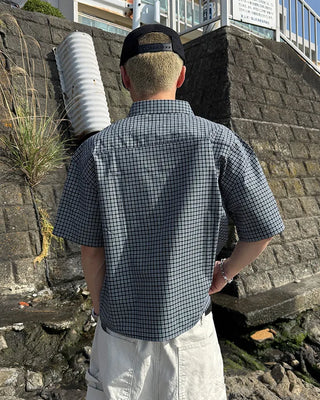 Small check half shirt