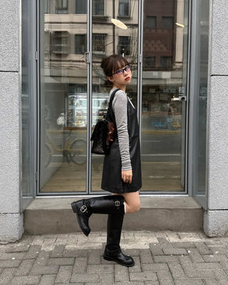 Leather mini dress