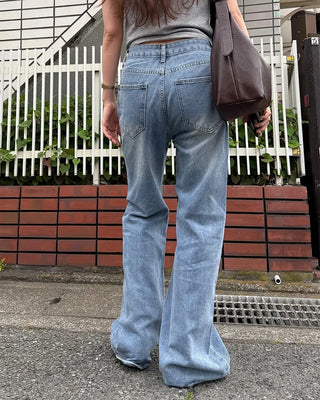Low bootcut denim pants