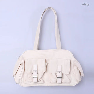 Two-pocket buckle shoulder bag