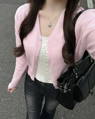 V-neck basic cardigan