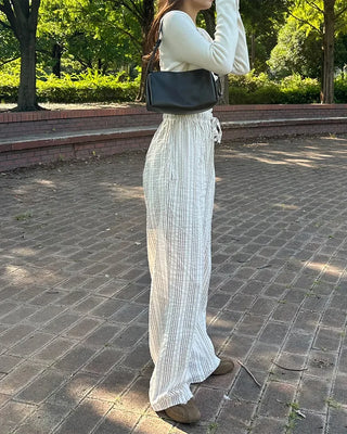 Striped Loose Fit Elastic Waist Pants