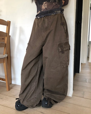 Multi-pocket wide cargo pants