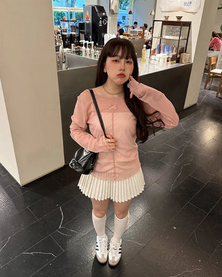 Slim pleated mini skirt