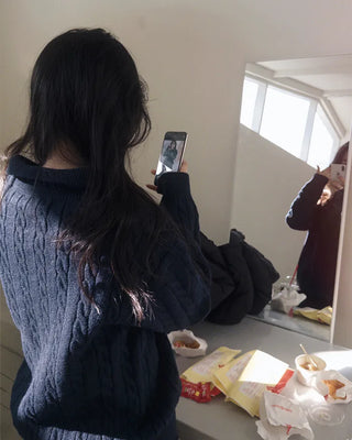 (3 colors) Thick Cable Knit Cardigan