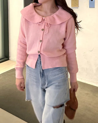Ribbon Frill Collar Cardigan
