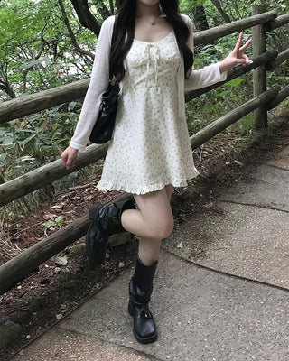 Mini Flower Ribbon Mini Dress