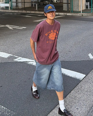 Washed denim Bermuda shorts