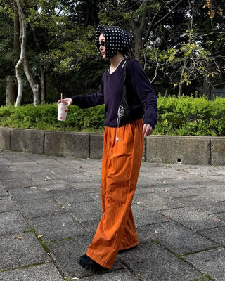 Ice-colored elastic waist pants