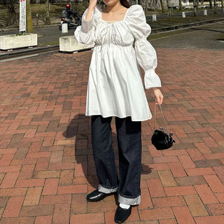 Puff-sleeve mini dress