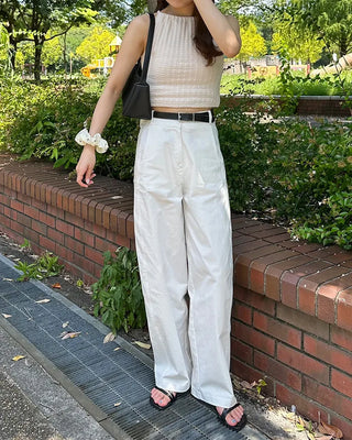 Wide-leg cotton pants