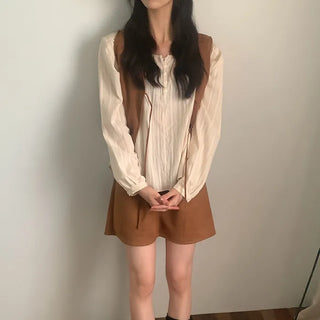 Suede layered vest