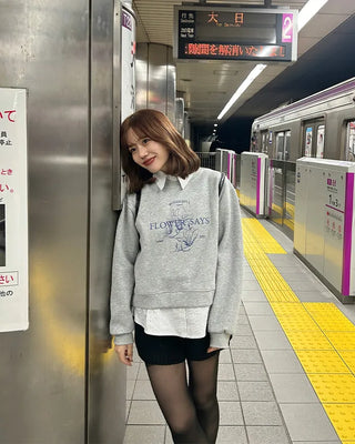 Striped shirt & sweatshirt set