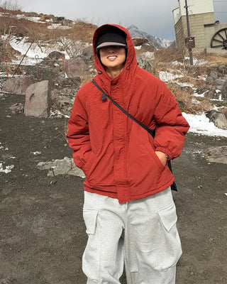 Oversized hooded down jacket