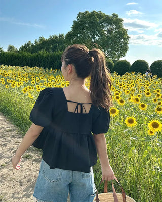 Square puff blouse