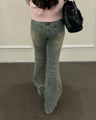 Bootcut washed denim pants