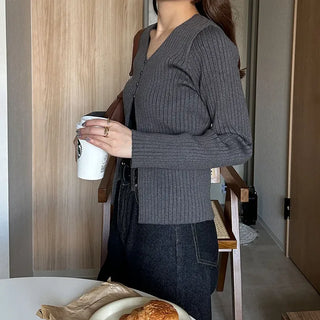 Ribbed Open Cardigan