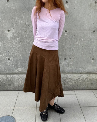 Round neck sheer long sleeve
