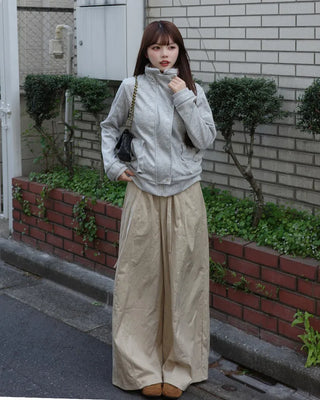 High-neck zip-up jacket