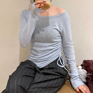 Side-shirred T-shirt