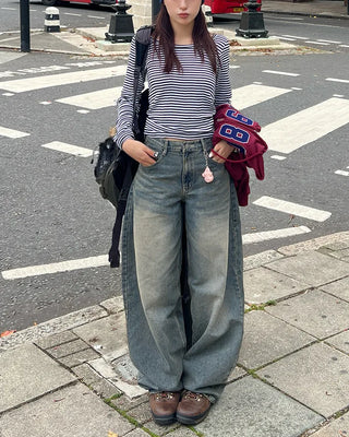Wide denim pants