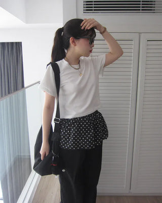 Polka Dot Skirt Layered Cotton Pants