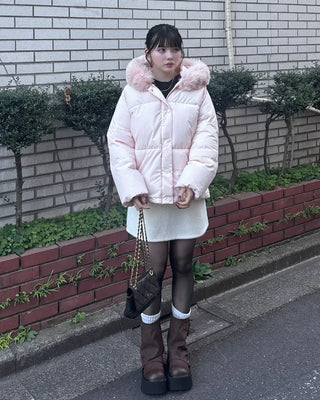 Fur-hooded down jacket