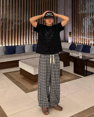 Checked Easy Wide Pants