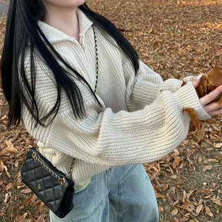 Half-zip ribbed knit