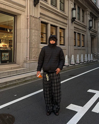 Big check wide pants