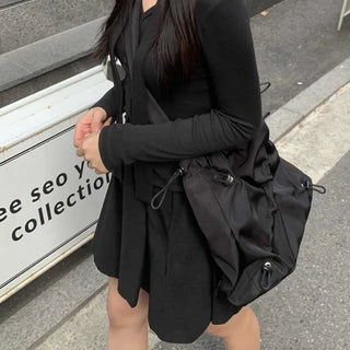 String Shirring Shoulder Bag