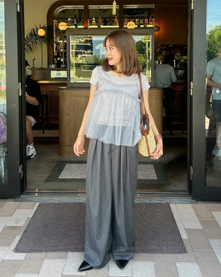 Sheer bustier & short-sleeved T-shirt set