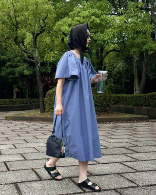 Gathered Square Neck Dress