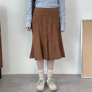 Suede midi skirt