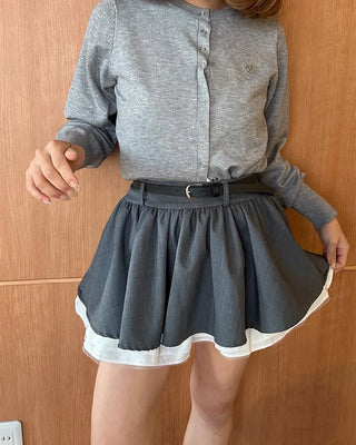 Belted Layered Mini Skirt