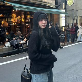 2-way Boucle Zip-Up Hooded Parka