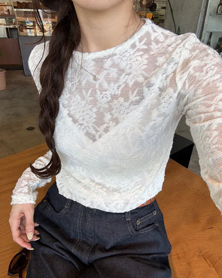 Flower sheer T-shirt