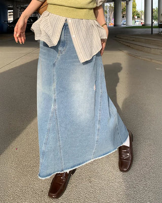 Long denim skirt