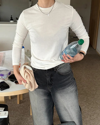 Round Basic Slim Long-Sleeve T-Shirt