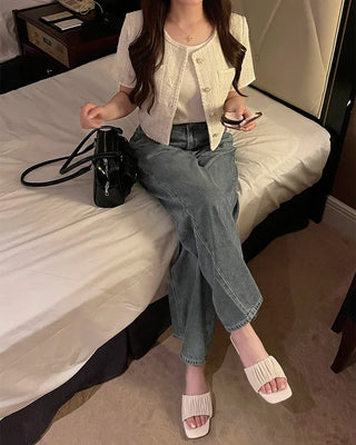 Tweed short-sleeved jacket